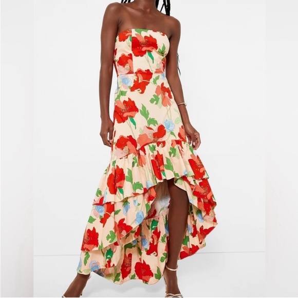 Tuckernuck Dresses & Skirts - Tukernuck Hyacinth House Red Multi Floral Strapless Malory Dress Size XS